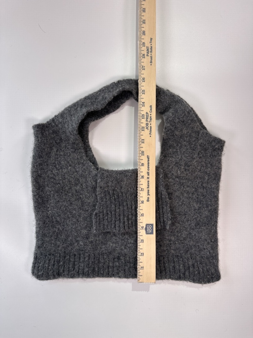 All Pure Wool Gray Knit Garment - Cozy Felted Texture - Picture 7 of 7